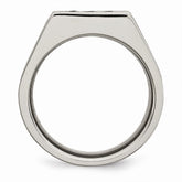 Stainless Steel Men's Ring with Brushed Black Finish and CZ Accents
